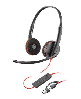 Poly HEADSET Blackwire 3225     USB-C+3.5MM PLUG + USB-C/A ADAPTER (BULK)